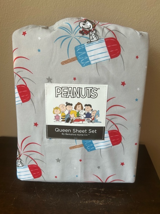 Berkshire Other - New Peanuts Snoopy Queen Sheet Set Americana Red White Blue July 4th Fireworks